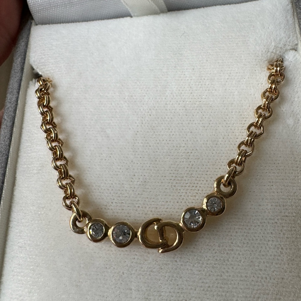 Gold plated Dior vintage thick necklace with CD logo - Picture 3 of 8